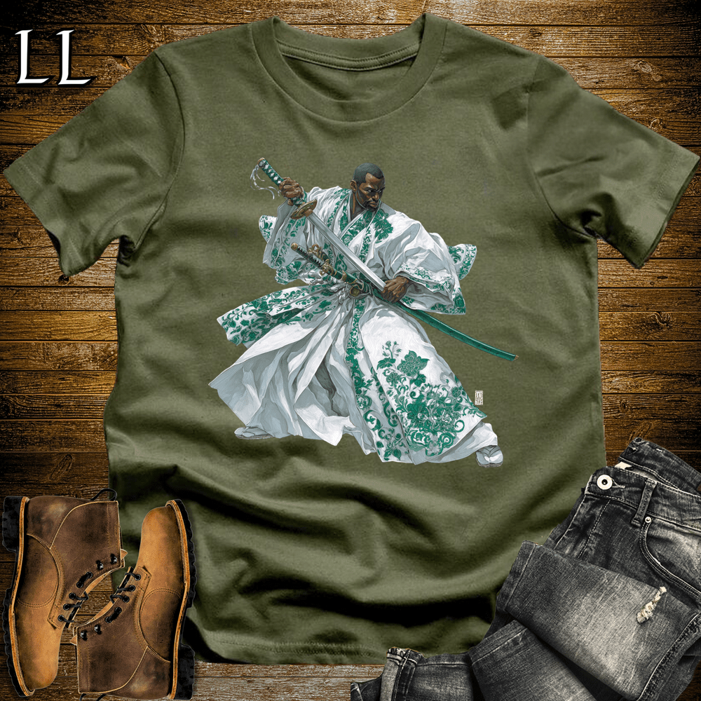 African Emerald Samurai King Military Green | African Warrior Tee