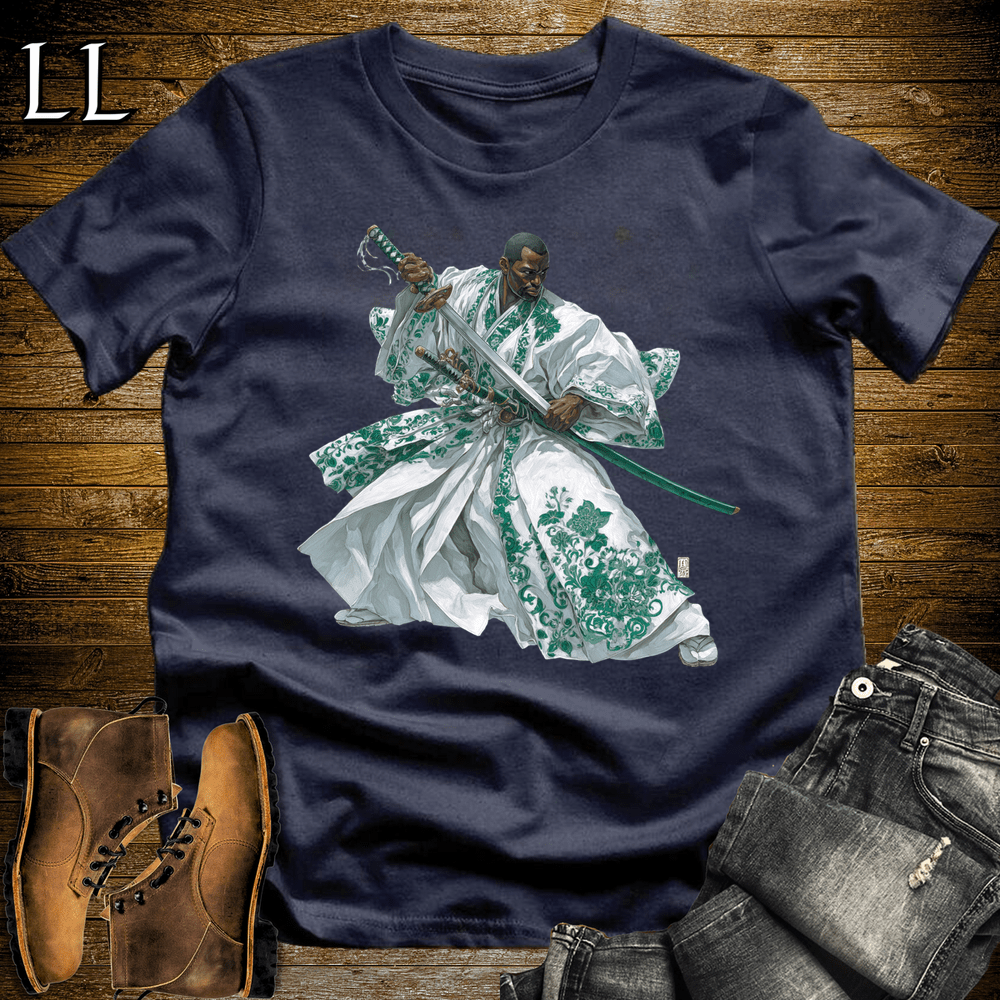 African Emerald Samurai King Navy | African Warrior Tee