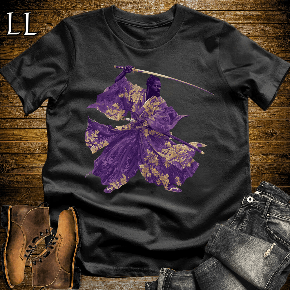 African Gold Blossom Samurai King Black | African Warrior Tee