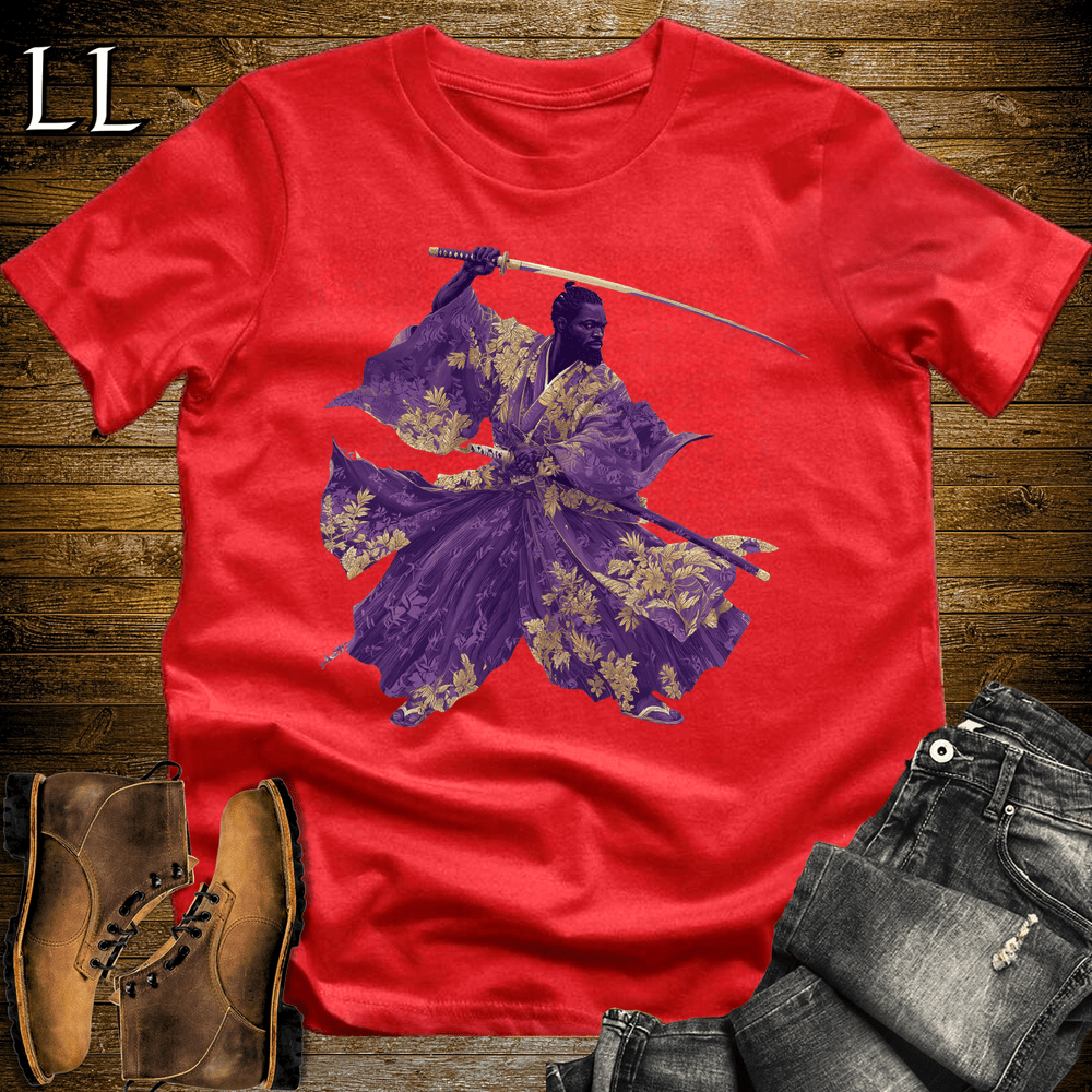 African Gold Blossom Samurai King Red | African Warrior Tee