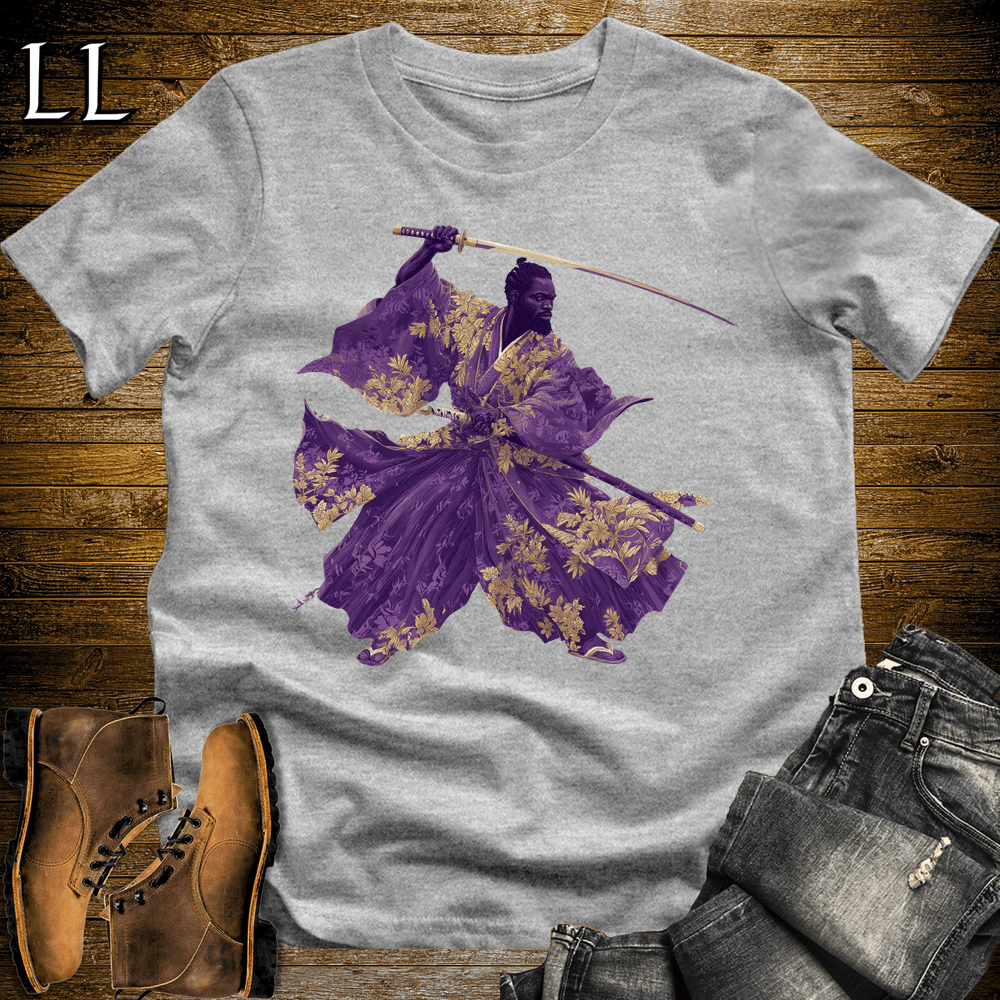 African Gold Blossom Samurai King Sport Grey | African Warrior Tee