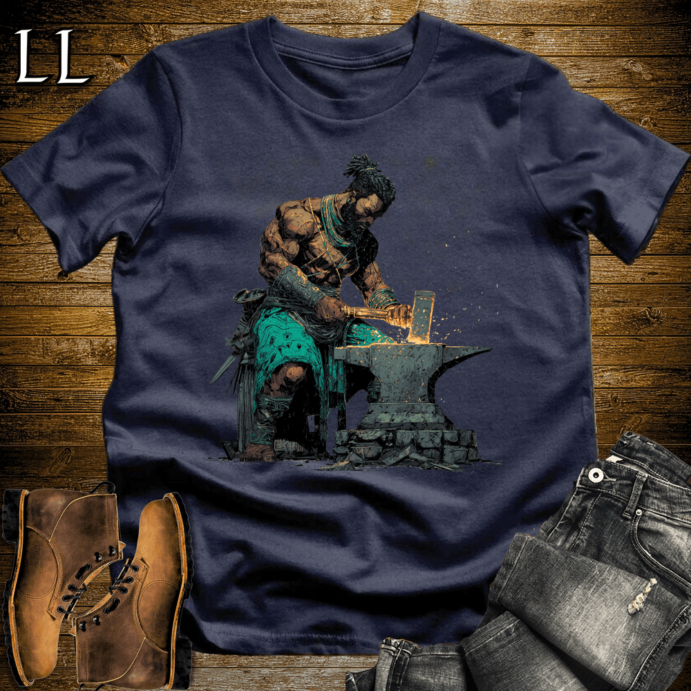 African Ogun Blacksmith God Softstyle Tee - Navy - LegacyLayers