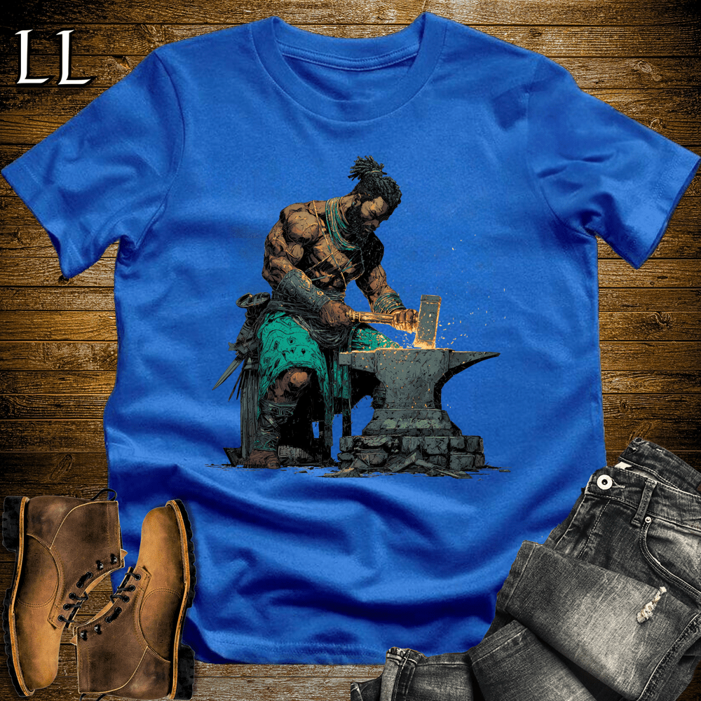 African Ogun Blacksmith God Softstyle Tee - Royal - LegacyLayers
