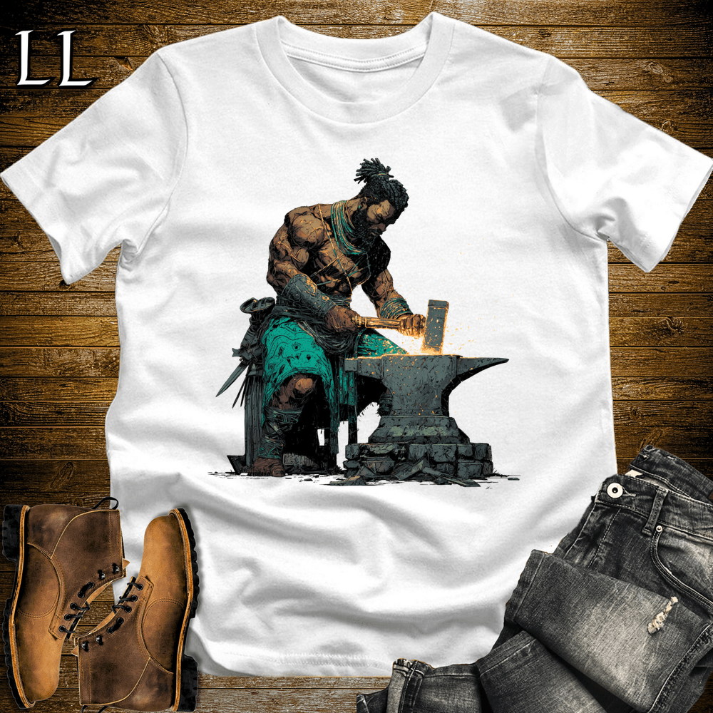 African Ogun Blacksmith God Softstyle Tee - White - LegacyLayers
