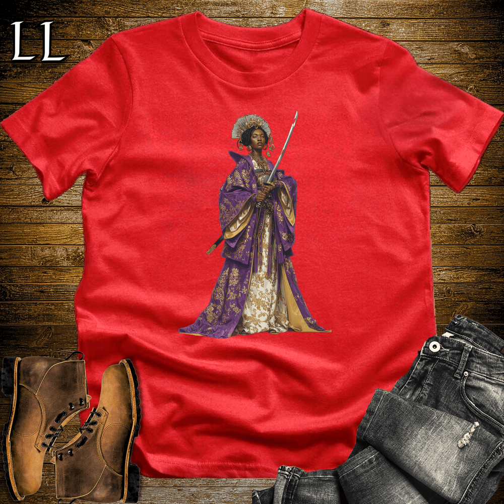 African Purple Blossom Samurai Queen Red | African Warrior Tee