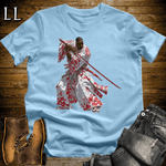 African Red Blossom Samurai Light Blue | African Warrior Tee