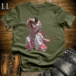 African Red Blossom Samurai Military Green | African Warrior Tee