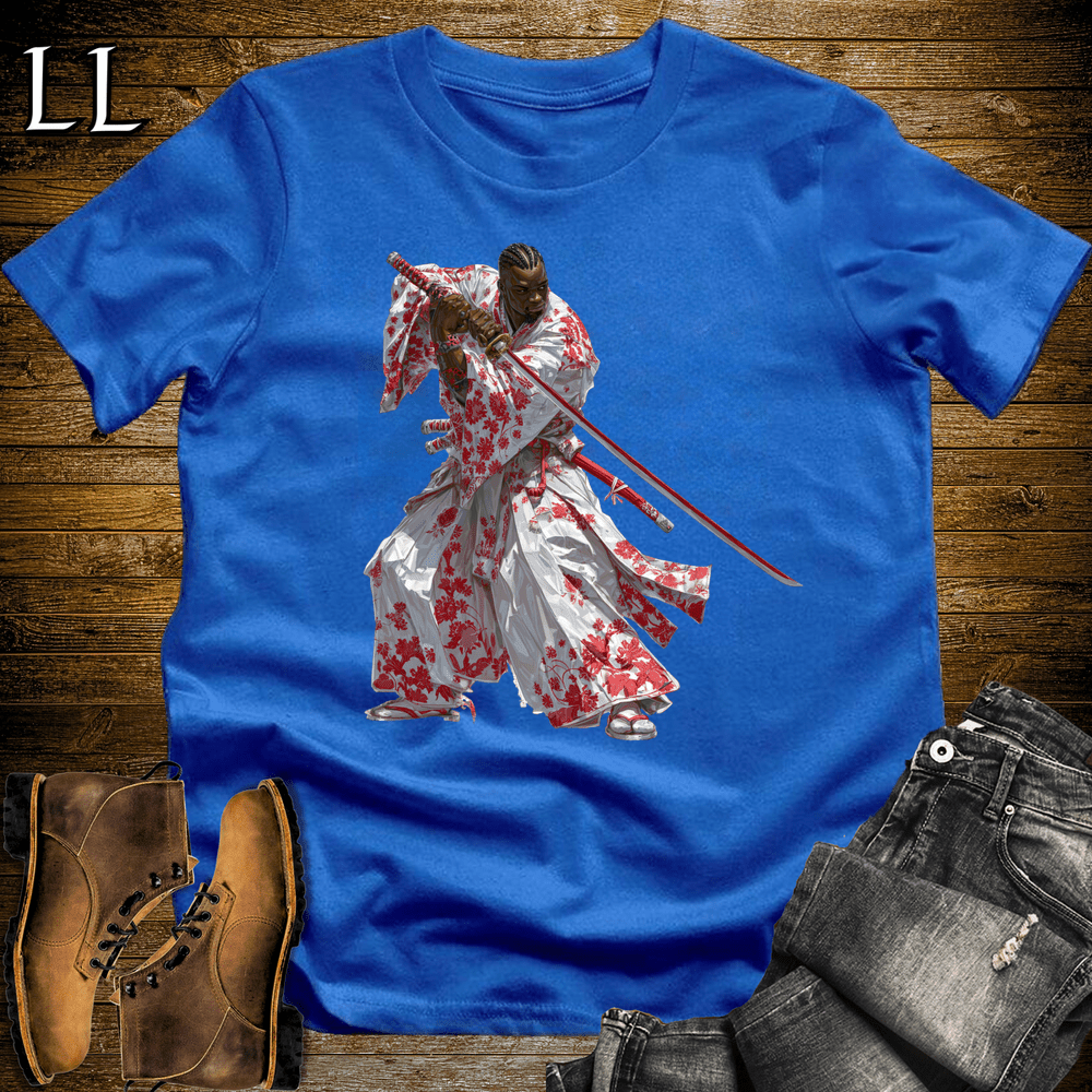 African Red Blossom Samurai Royal | African Warrior Tee