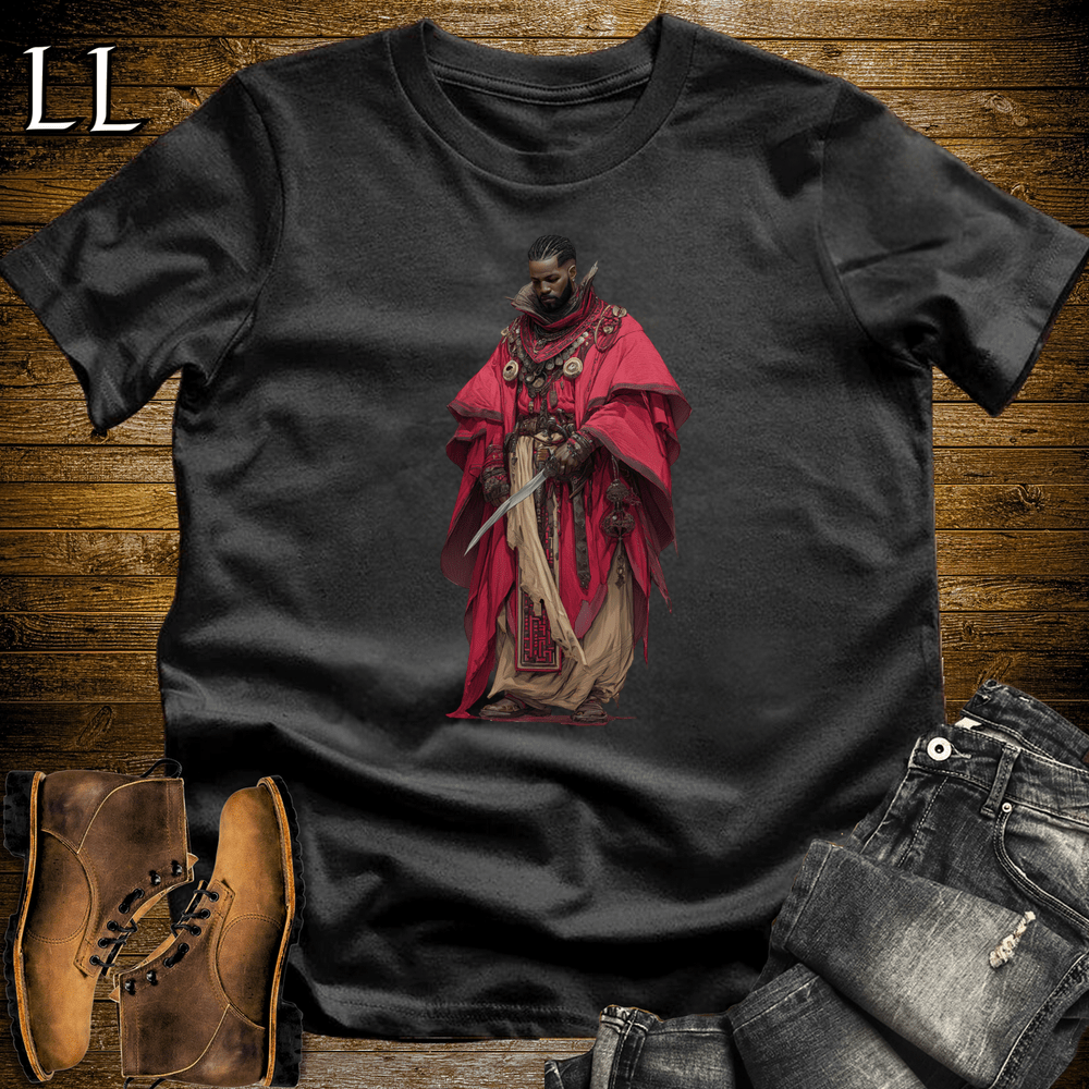 African Red Cloak Assassin Softstyle Tee Black | African Warrior Tee