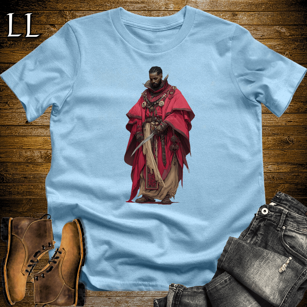 African Red Cloak Assassin Softstyle Tee Light Blue | African Warrior Tee