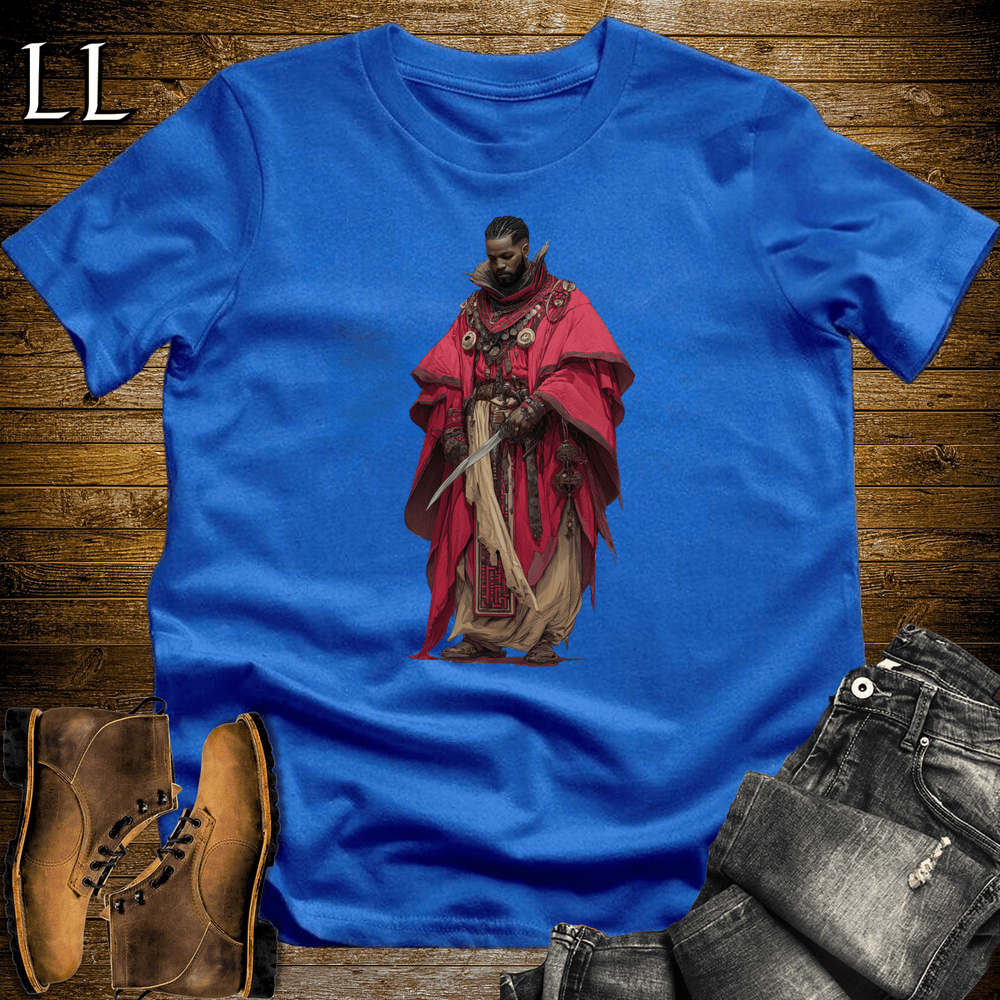 African Red Cloak Assassin Softstyle Tee Royal | African Warrior Tee