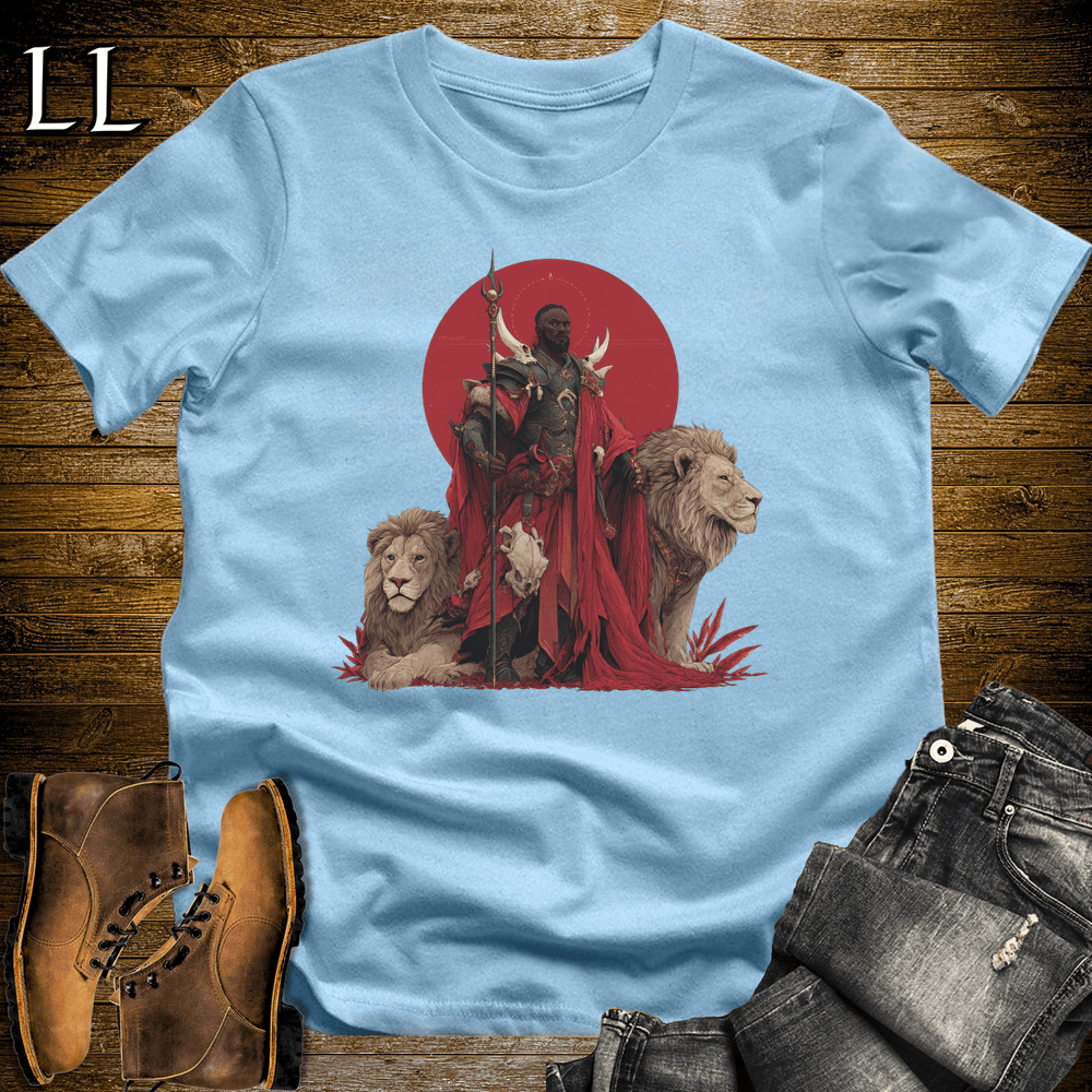 African Red Moon Lion King Softstyle Tee - Light Blue - LegacyLayers