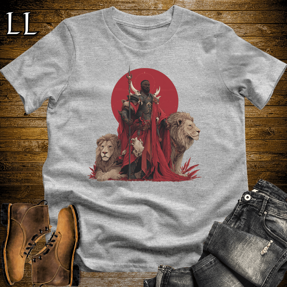 African Red Moon Lion King Softstyle Tee - Sport Grey - LegacyLayers