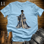 African Silver Blossom Samurai Queen Light Blue | African Warrior Tee