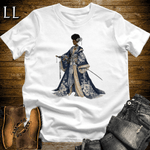 African Silver Blossom Samurai Queen White | African Warrior Tee