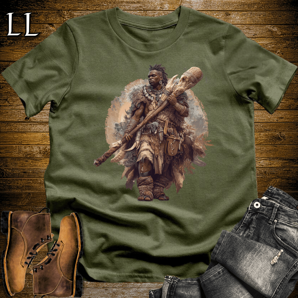 African Warrior Bone Club Military Green | Bone Club Warrior Shirt