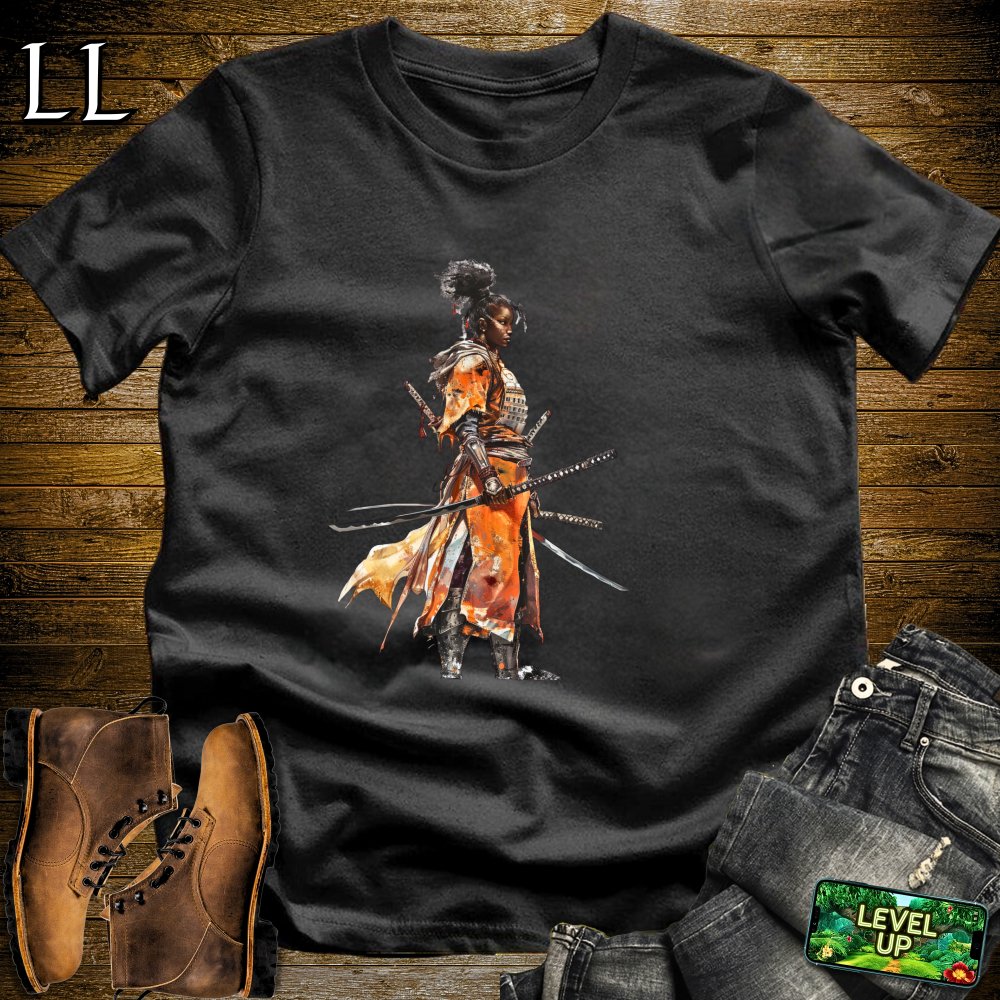 African Woman Samurai Softstyle Tee - Black - LegacyLayers