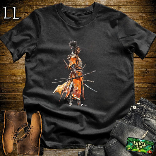 African Woman Samurai Softstyle Tee - Black - LegacyLayers