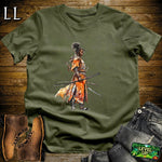 African Woman Samurai Softstyle Tee Military Green | Warrior Queen Shirt