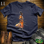African Woman Samurai Softstyle Tee Navy | Warrior Queen Shirt