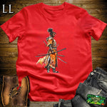 African Woman Samurai Softstyle Tee Red | Warrior Queen Shirt