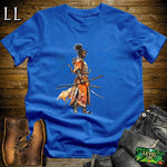 African Woman Samurai Softstyle Tee Royal | Warrior Queen Shirt