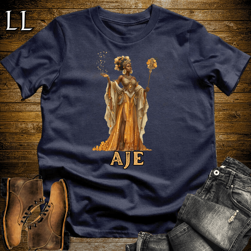 Aje African Goddess Softstyle Tee Navy | Yoruba Wealth Goddess Tee