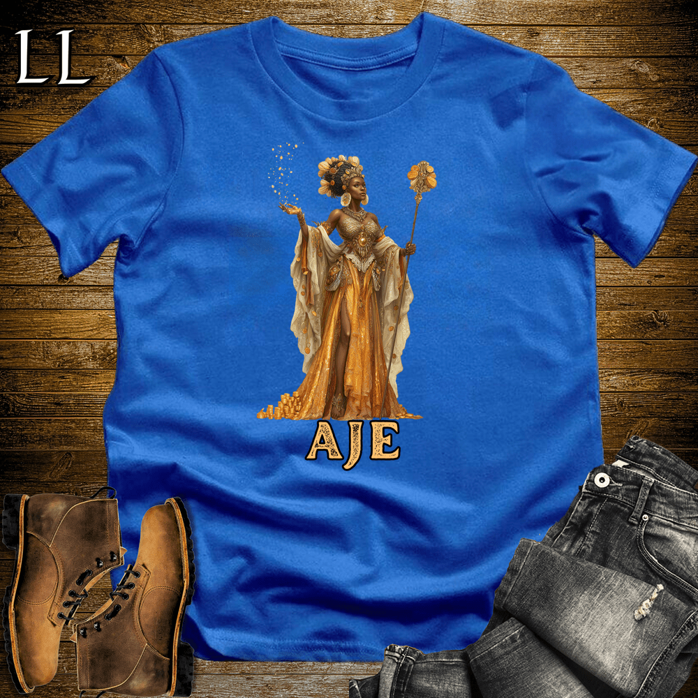 Aje African Goddess Softstyle Tee Royal Blue | Yoruba Wealth Goddess Tee