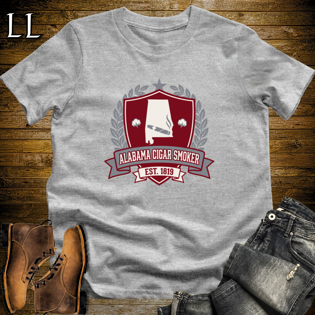 Alabama Cigar Smoker Shield T-Shirt Sport Grey | Alabama Cigar Crest Gift