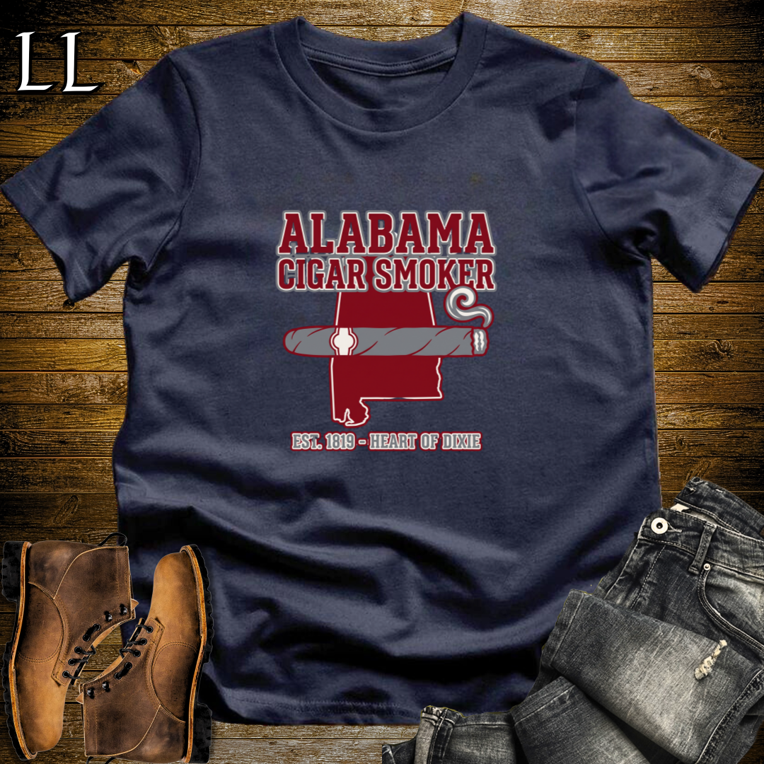 Alabama Cigar Smoker T-Shirt Navy | Alabama Cigar Gift