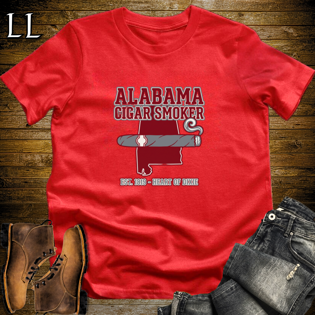 Alabama Cigar Smoker T-Shirt Red | Alabama Cigar Gift