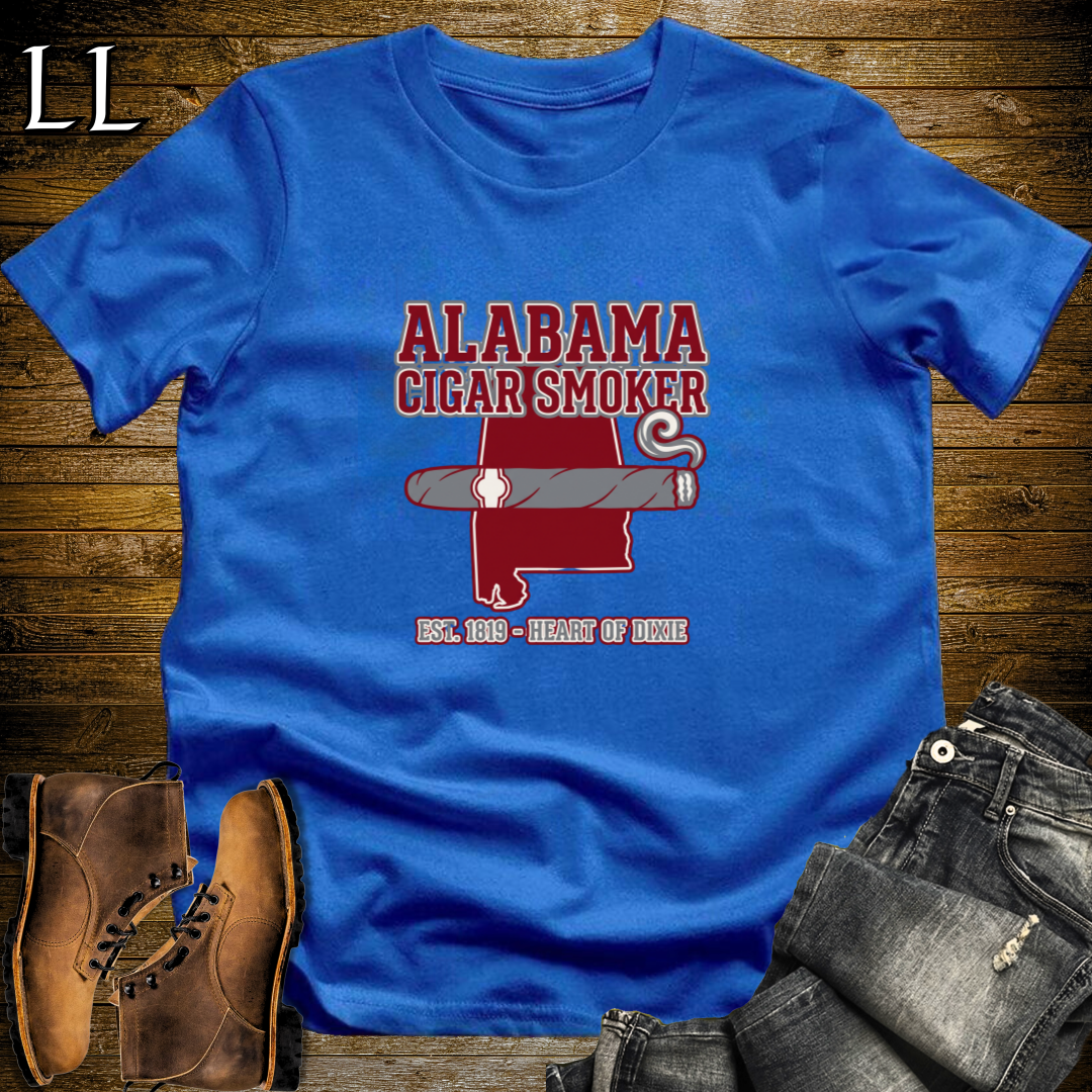 Alabama Cigar Smoker T-Shirt Royal Blue | Alabama Cigar Gift