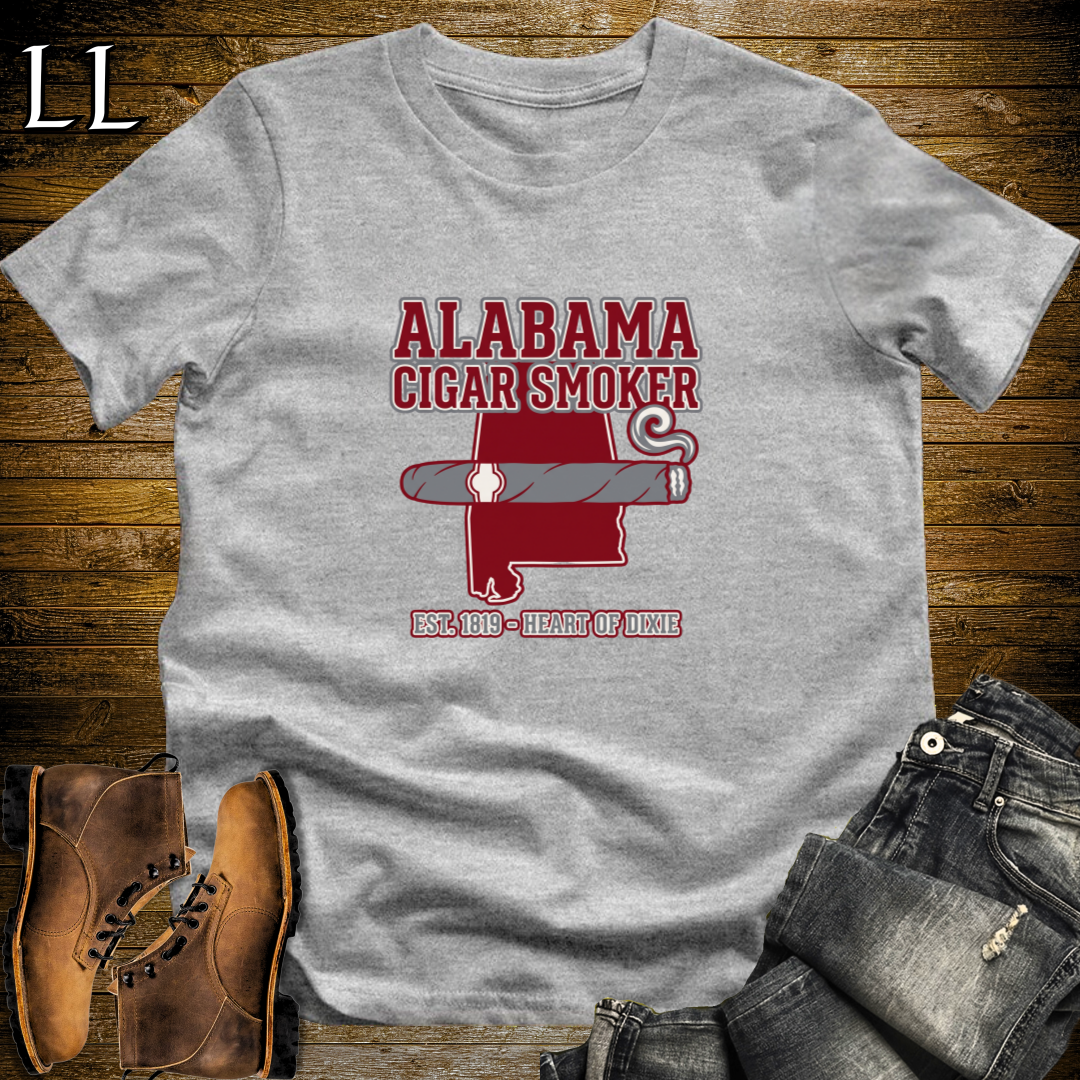 Alabama Cigar Smoker T-Shirt Sport Grey | Alabama Cigar Gift