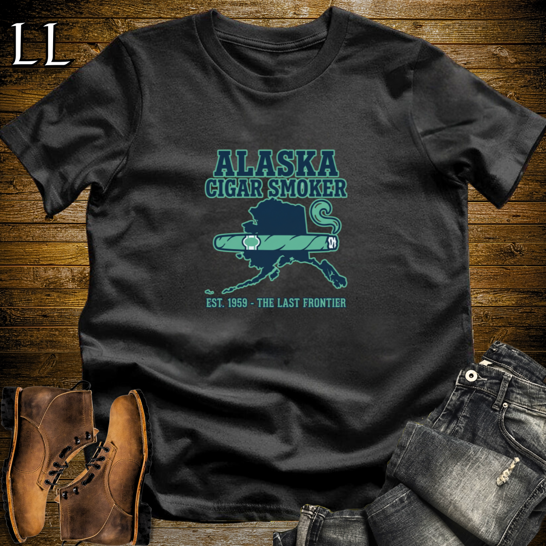 Alaska Cigar Smoker T-Shirt Black | Alaska Cigar Lover Gift