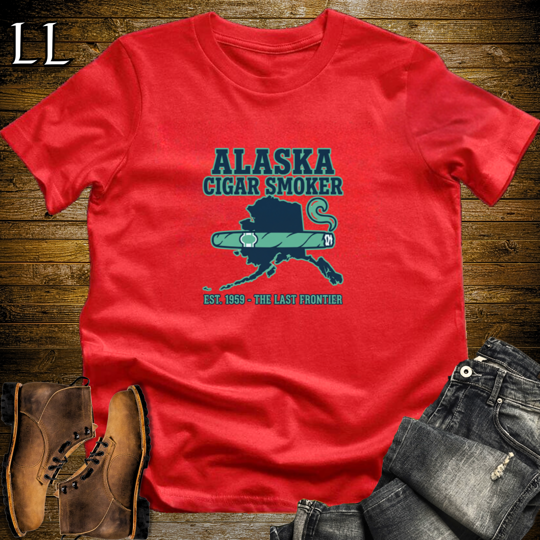 Alaska Cigar Smoker T-Shirt Red | Alaska Cigar Lover Gift