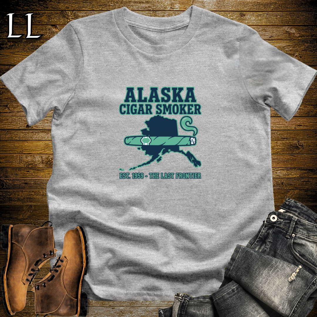 Alaska Cigar Smoker T-Shirt Sport Grey | Alaska Cigar Lover Gift