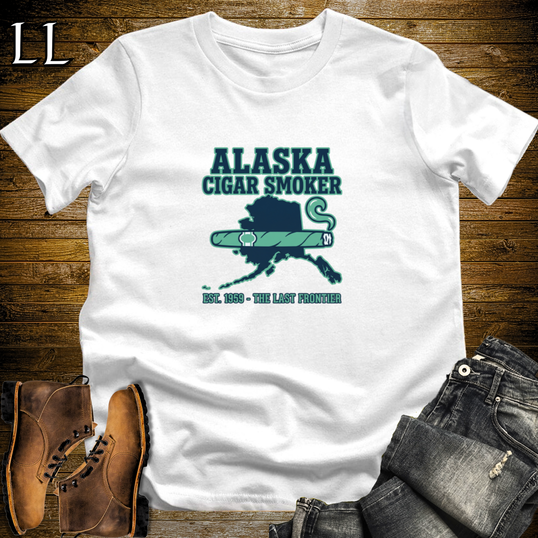 Alaska Cigar Smoker T-Shirt White | Alaska Cigar Lover Gift