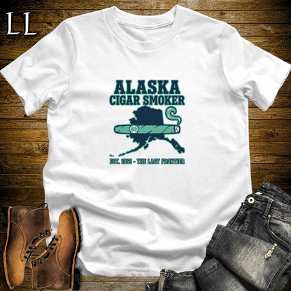Alaska Cigar Smoker T-Shirt White | Alaska Cigar Lover Gift