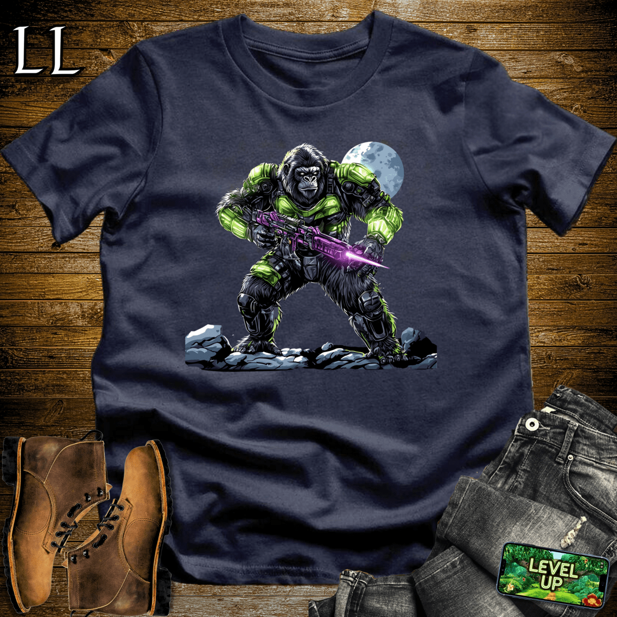 Alien Hunter Gorilla Softstyle Tee - Navy - LegacyLayers