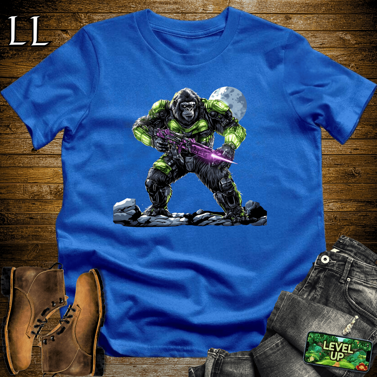 Alien Hunter Gorilla Softstyle Tee - Royal - LegacyLayers