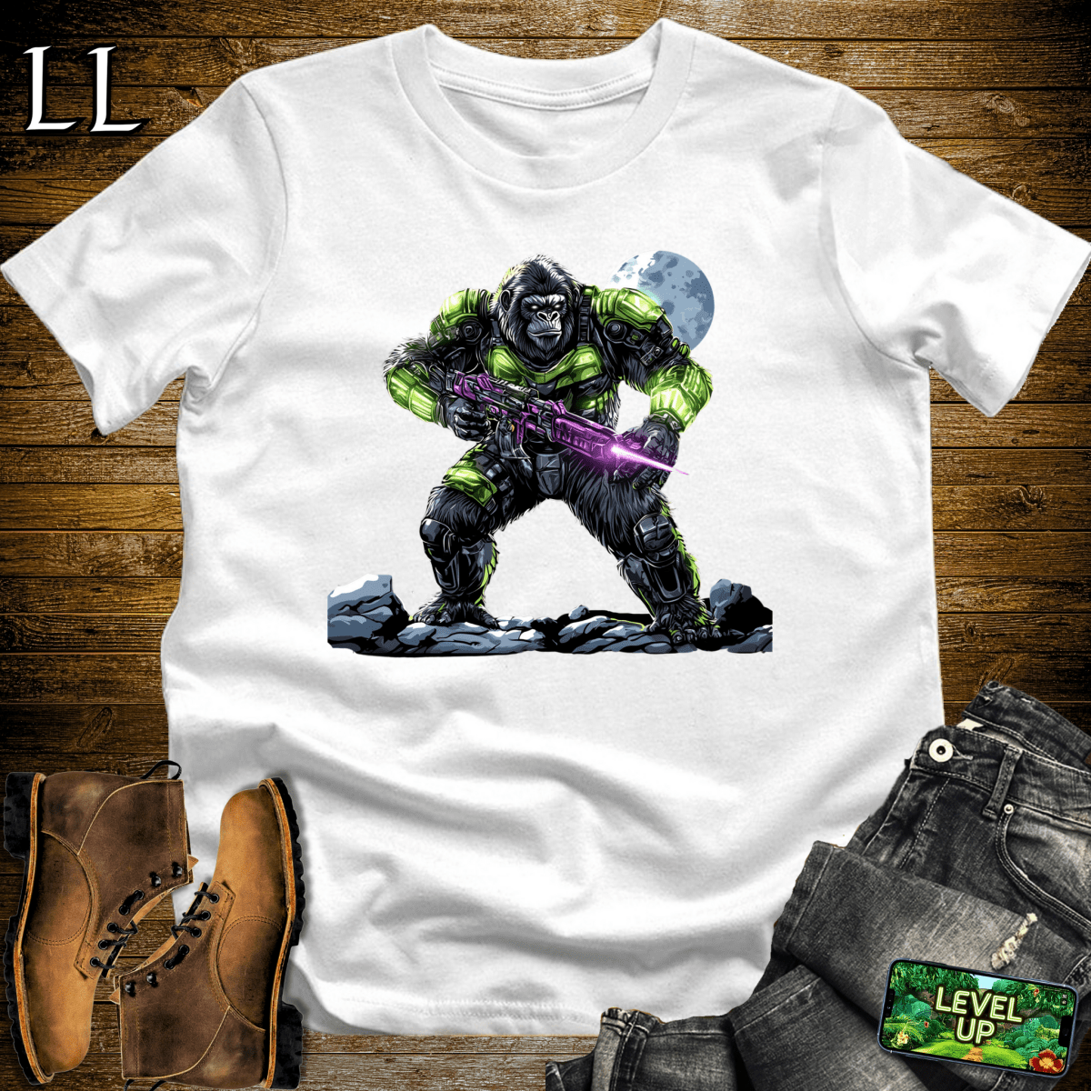 Alien Hunter Gorilla Softstyle Tee - White - LegacyLayers