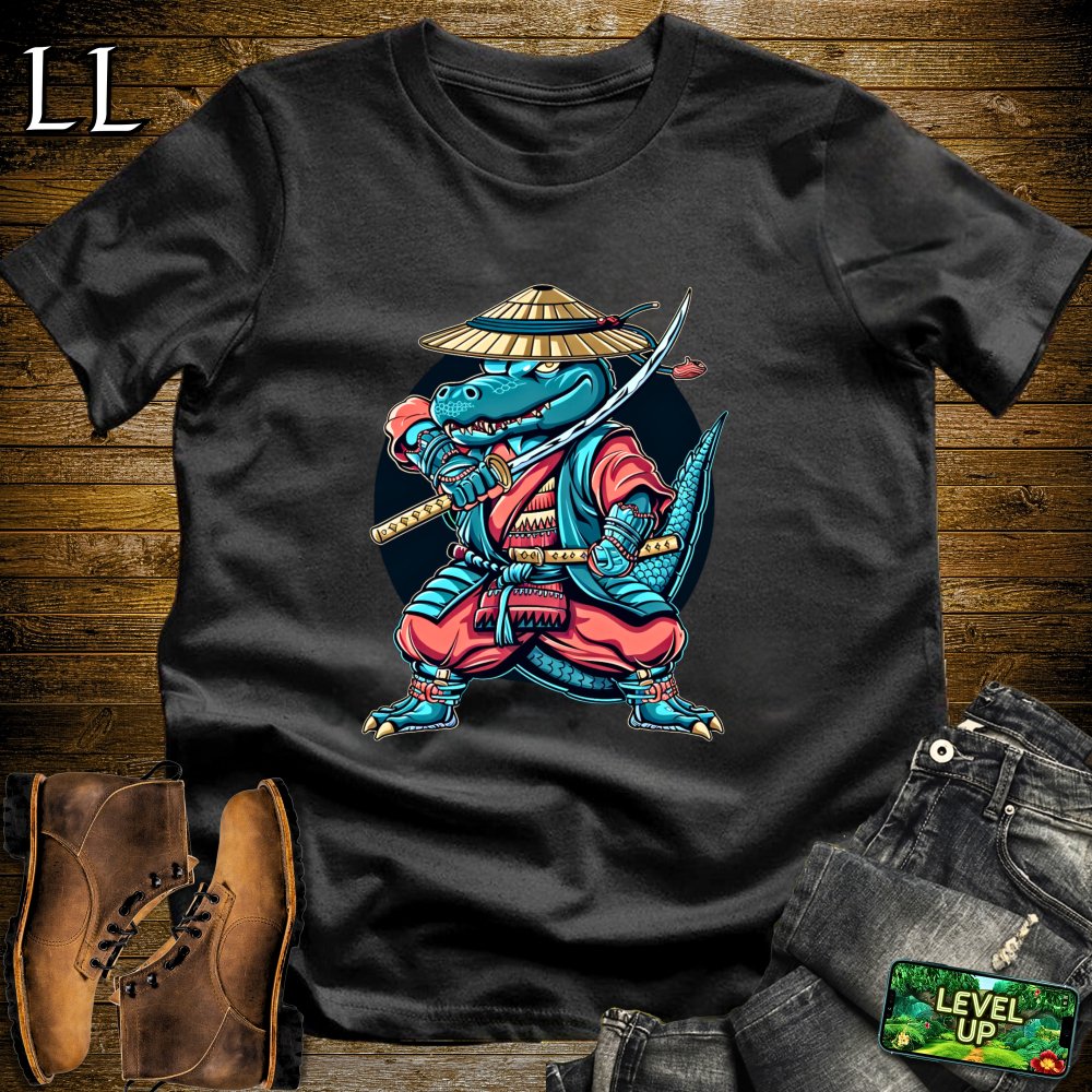 Aligator Samurai White | Warrior Animal Graphic Tee