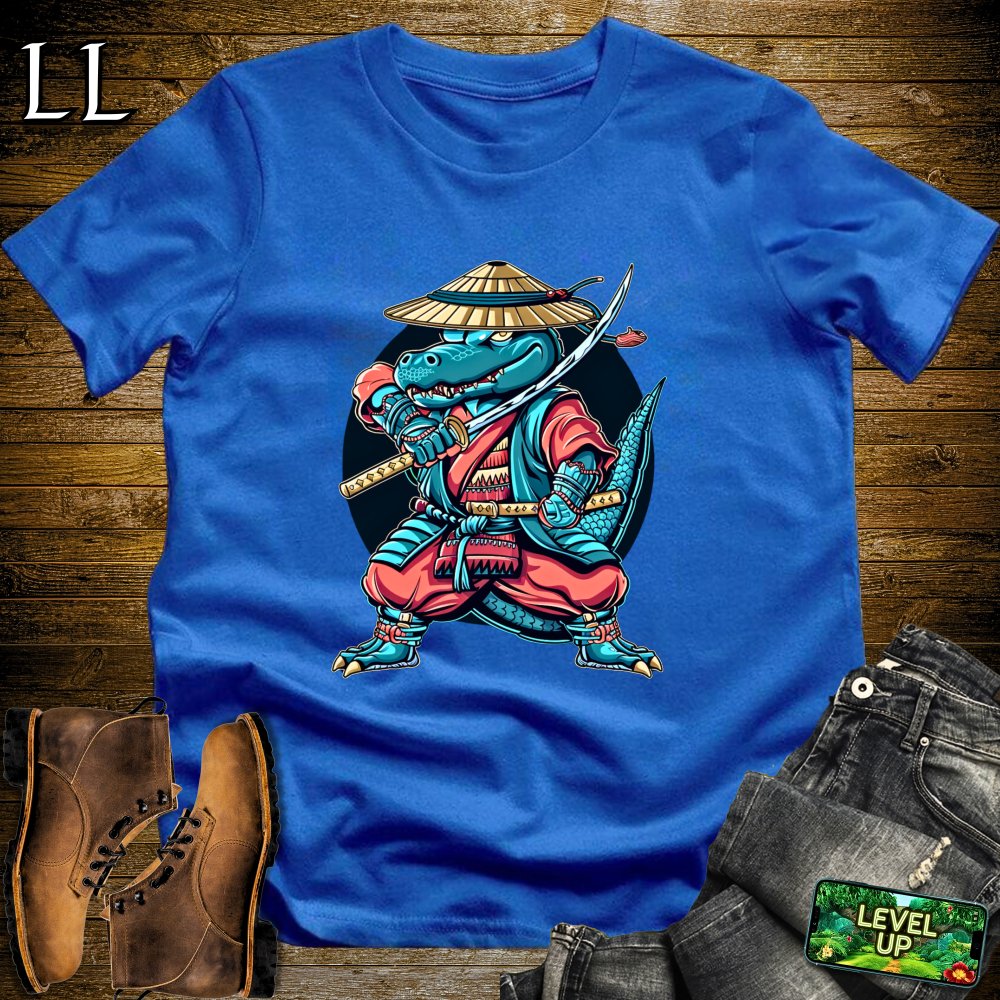 Aligator Samurai Light Blue | Warrior Animal Graphic Tee