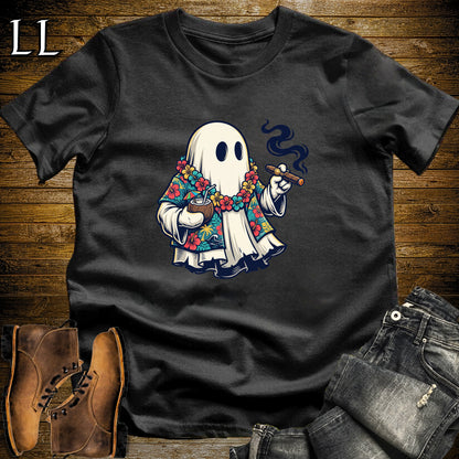 Aloha Ghost Tiki Cigar T-Shirt Black | Halloween Cigar Tee