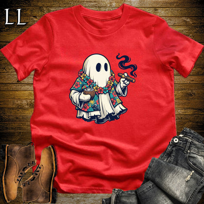 Aloha Ghost Tiki Cigar T-Shirt Red | Halloween Cigar Tee