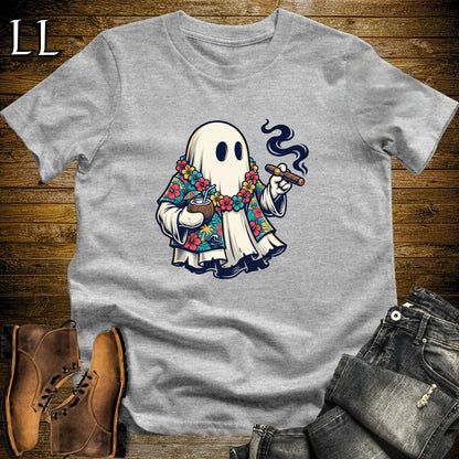 Aloha Ghost Tiki Cigar T-Shirt Sport Grey | Halloween Cigar Tee