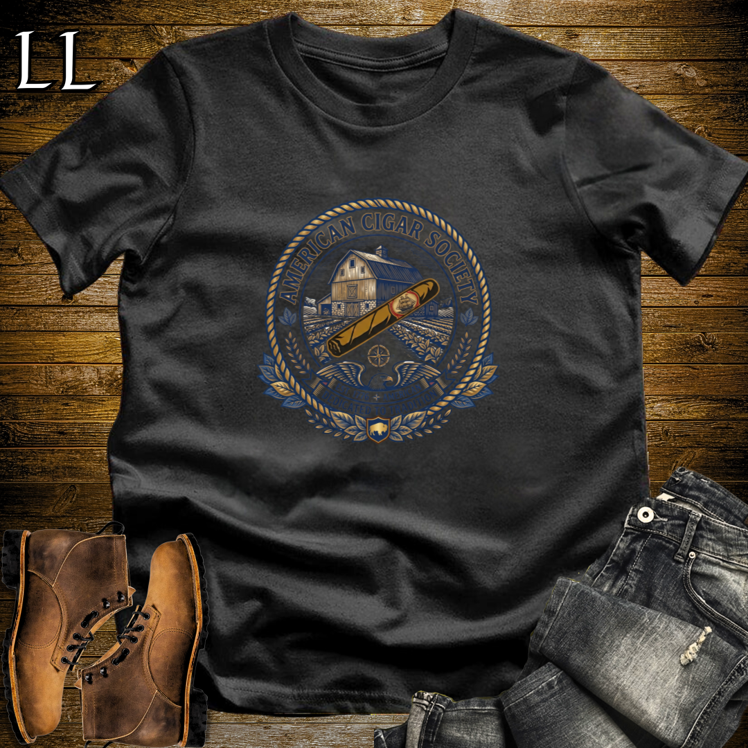 American Cigar Society T-Shirt Black | Patriotic Cigar Gift Tee