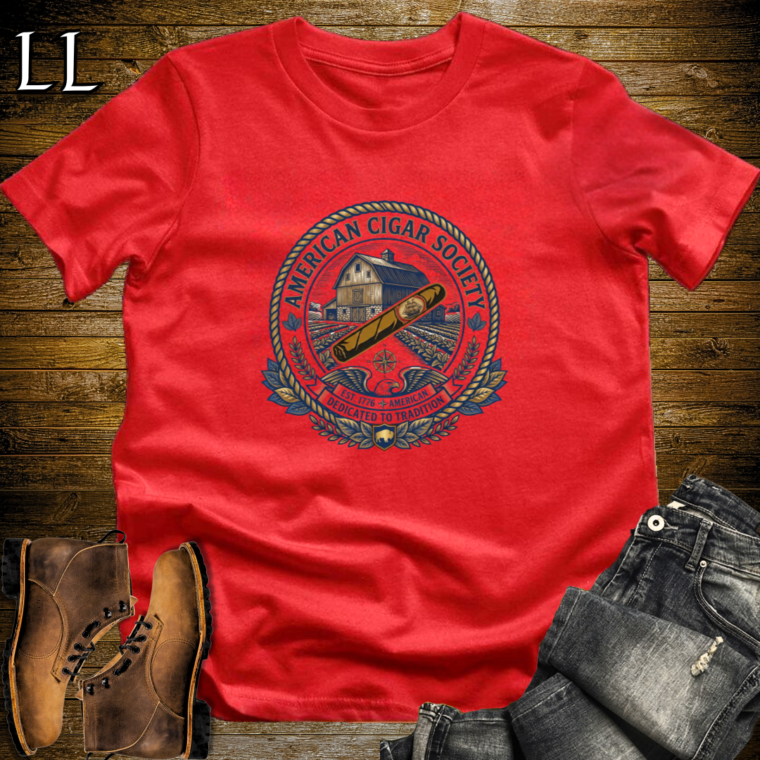 American Cigar Society T-Shirt Red | Patriotic Cigar Gift Tee