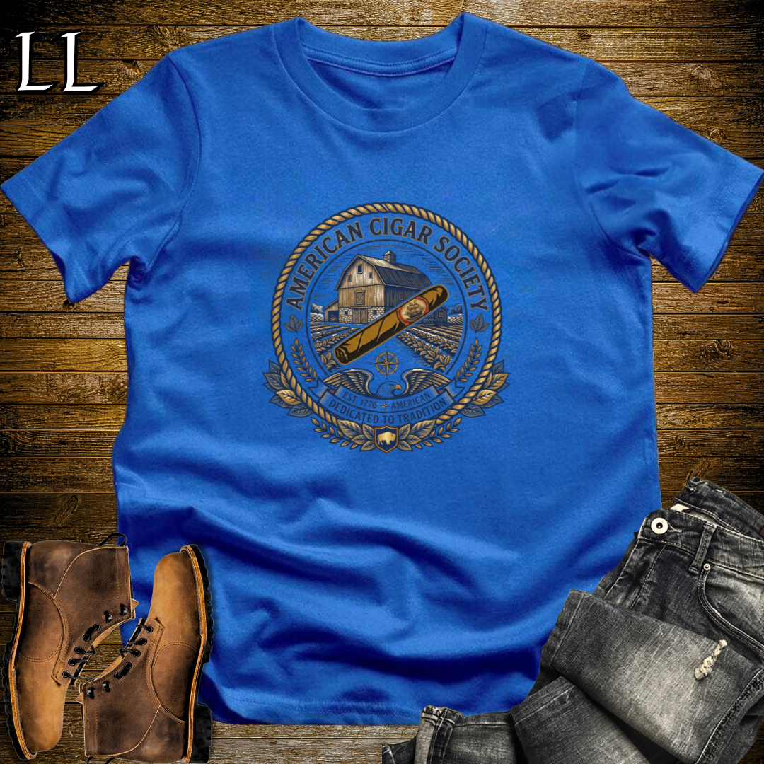 American Cigar Society T-Shirt Royal Blue | Patriotic Cigar Gift Tee