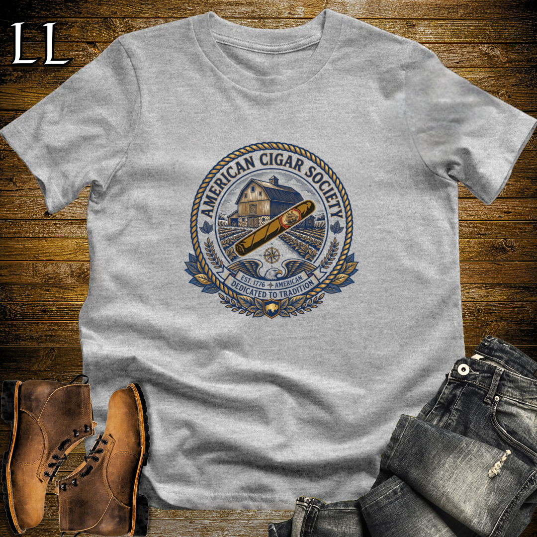 American Cigar Society T-Shirt Sport Grey | Patriotic Cigar Gift Tee